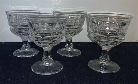 Set Of Fostoria Argus Clear Glass Tall Sherbets Ebay