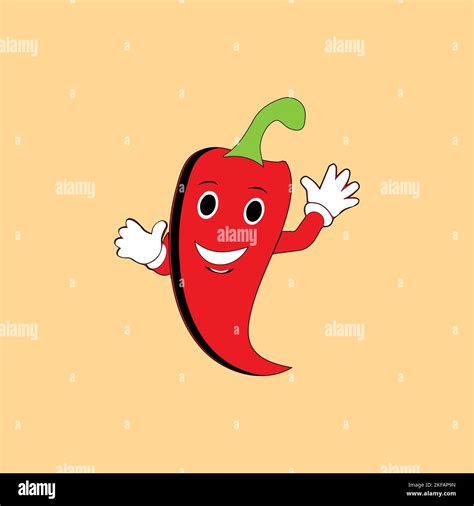 Cute Red Hot Smiling Chili Cartoon Characters Illustration Design Chili Pepper Mascot Mascot