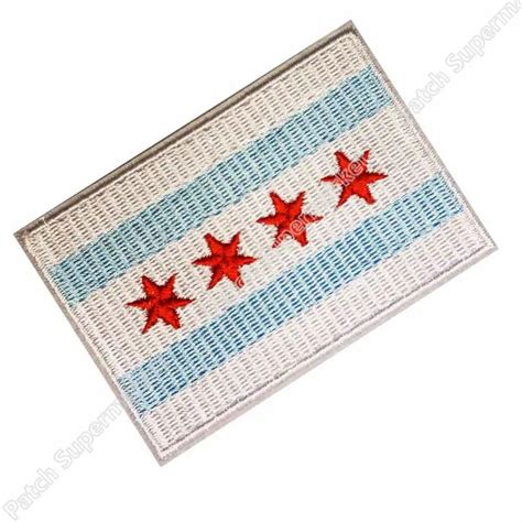 Chicago City Flag Illinois Patch 3" x 2" SUBDUED All EMBROIDERED IRON ON PATCH BIKER JACKET BACK ...