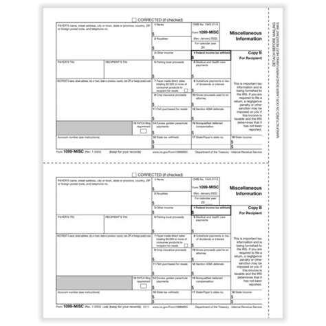 Complyright 1099 2 Up Recipient Copy Of Miscellaneous Income Tax Forms