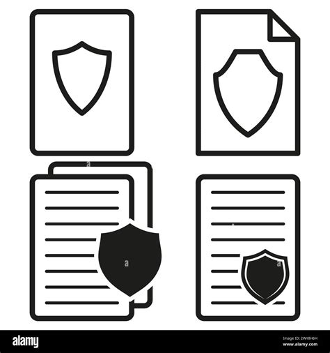 Protected Documents Icons Secure Files Symbols Privacy Policy Sign