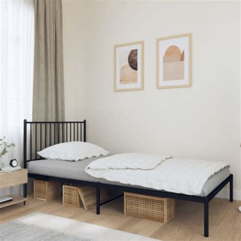 Vidaxl Metal Bed Frame With Headboard Black X Twin X