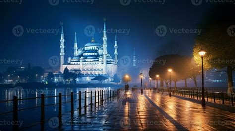 Night view of The Blue Mosque. Generative AI 32977330 Stock Photo at ...