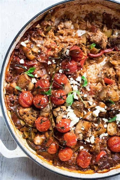 One Pot Baked Greek Chicken Orzo Risoni RecipeTin Eats