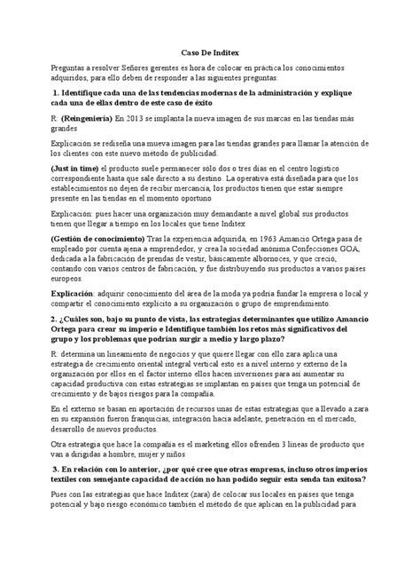 Caso Inditex Pdf Iniciativa Empresarial Marketing