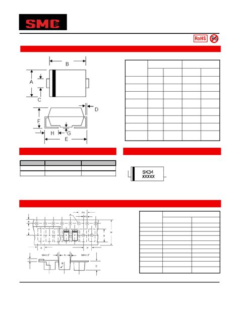 SK34 Datasheet 3 4 Pages SMCDIODE SK34 SCHOTTKY RECTIFIER