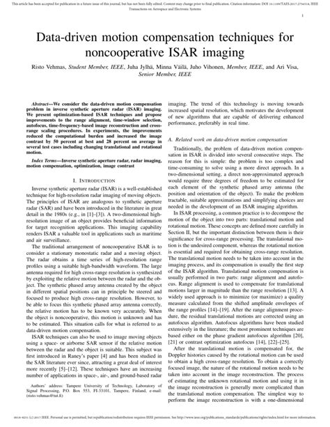 Data Driven Motion Compensation Techniques For Noncooperative Isar Imaging