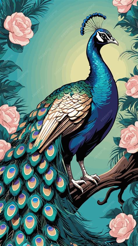 Premium Vector | Peacock drawing cartoon artwork vector