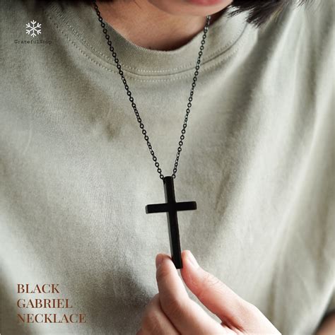 Jual Grateful Kalung Salib Gabriel Free Ukir Sisi Cross Black