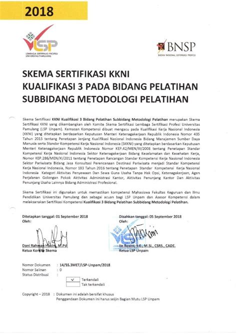 PDF SKEMA SERTIFIKASI KKNI Lsp Unpam Ac Idlsp Unpam Ac Id Wp