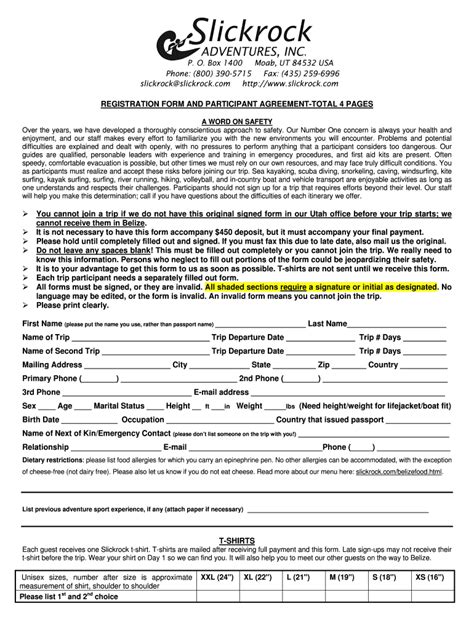 Fillable Online Printable Registration Form Slickrock Fax Email Print