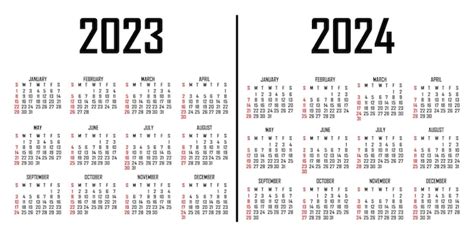 Calendario 2023 2024 La Semana Comienza El Domingo Plantilla De