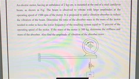 Solved An Electric Motor Having An Unbalance Of 2 Kg−cm Is