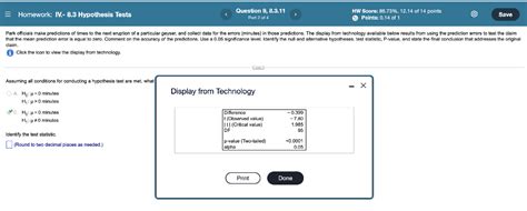 Solved = Homework: IV.- 8.3 Hypothesis Tests Question 9, | Chegg.com 