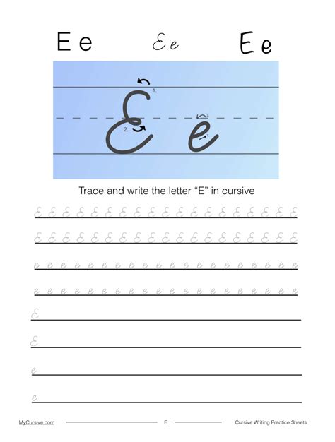 How to Write Cursive E [Worksheet and Tutorial]