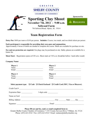 Fillable Online Sporting Clay Shoot November 7th 2012 9 00