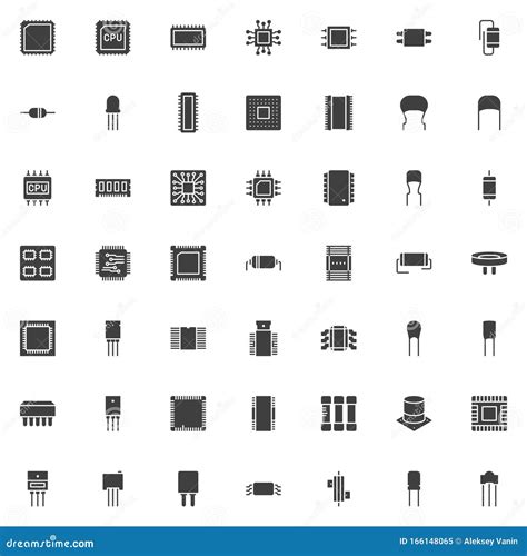 Computer Components Vector Icons Set Stock Vector Illustration Of