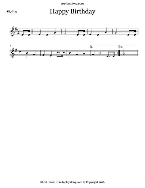 violin sheet music happy birthday 5