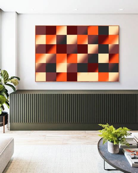 Quadro Arte Descontinuada Laranja Canvas Moldura 120x80 Elo7