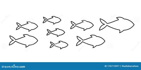 Shoal of fish. stock vector. Illustration of drawing - 176711097