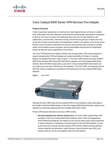 Cisco Catalyst 6500 Series VPN Services Port Adapter Product Overview