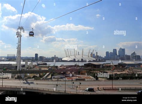 View From The Emirates Air Line Cable Car London England Uk Stock