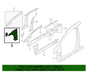 2012 2018 Ford Focus Hinge Pillar Reinforced CM5Z 58025A01 B Blue