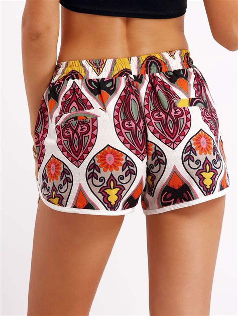 Multicolor Drawstring Waist Floral Shorts Shein Sheinside