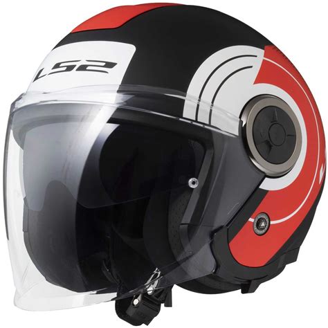 Casco Moto Jet Ls Of Classy Disko Nero Opaco Rosso Bianco Vendita