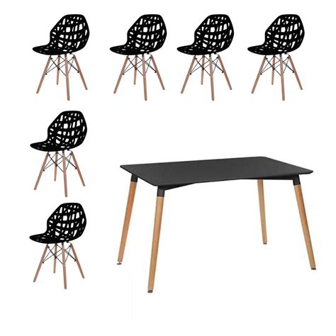 Combo Mesa Eames Negra M Sillas Akron Negras