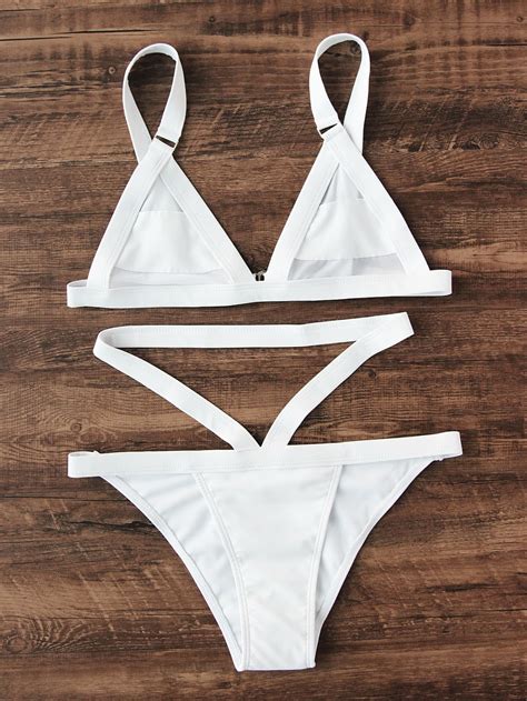 Strappy Triangle Bikini Set SheIn Sheinside