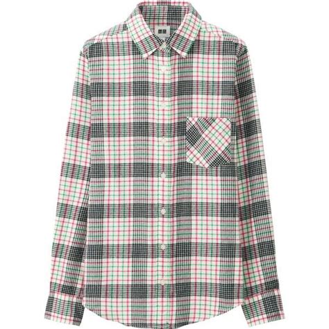 Uniqlo Women Flannel Long Sleeve Shirt 75 Sar Liked On Polyvore