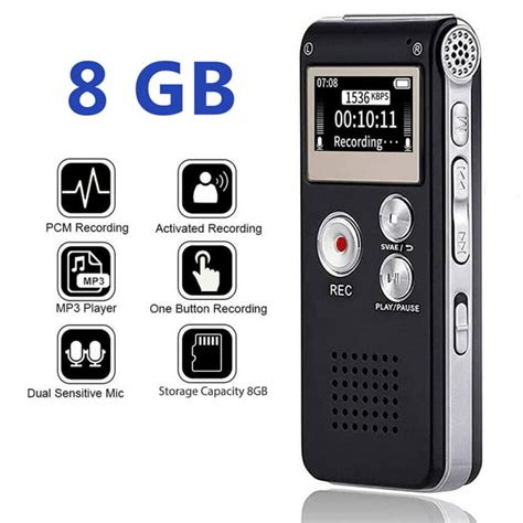 Digital Voice Recorder Voice Activated Spy Recorder For Lectures Meetings Interviews 8gb Audio