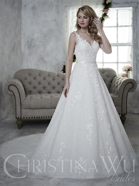 French Novelty Christina Wu Brides Flowery Lace Wedding Gown