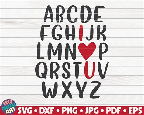 I Love You Alphabet Svg Valentines Day Vector Cut Etsy