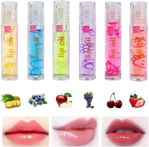 6 Pcs Hydrating Lip Oil Set Roll On Lip Oil With Fruit Flavored