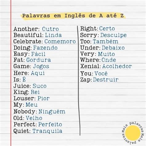 Quais São Algumas Palavras Em Inglês Que Começam A Letra A