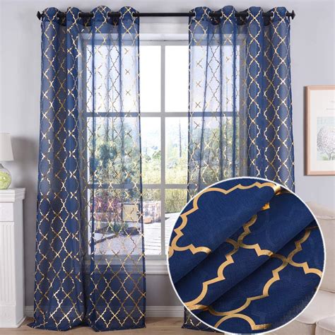 Living Room Navy Blue And Gold Curtains - Home Design Ideas