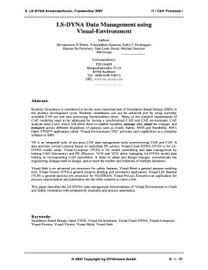 Fillable Online LS DYNA Data Management Using Visual Environment