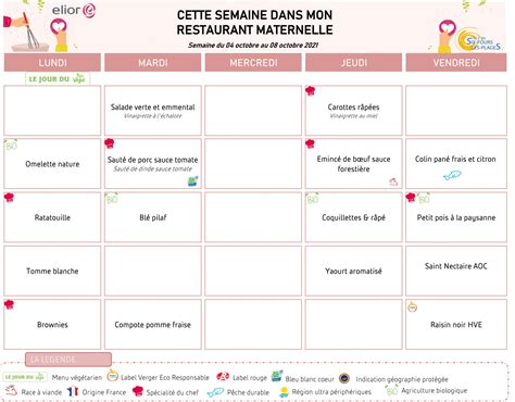 Menus Scolaire Maternelle Site Officiel De La Mairie De Six Fours