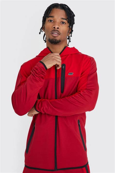 Man Active Zip Through Panel Hoodie Boohoo Uk