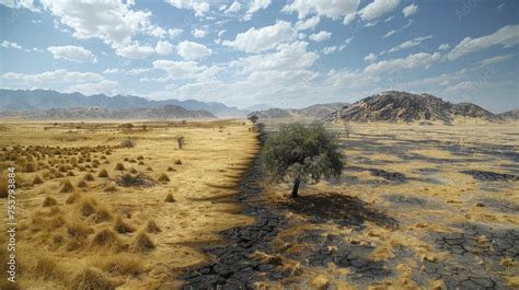 A Visual Comparison Shows Land Degradation Due To Desertification In