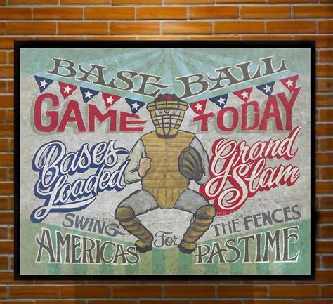 Vintage Baseball Game Day Print From An Original Hand Painted Etsy