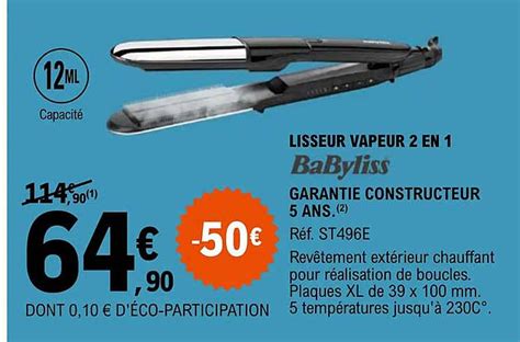 Promo Lisseur Vapeur En Babyliss Chez E Leclerc Drive Icatalogue Fr