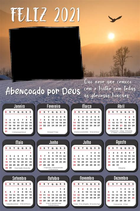 Calendário 2021 Abençoado Por Deus Moldura Png Imagem Legal