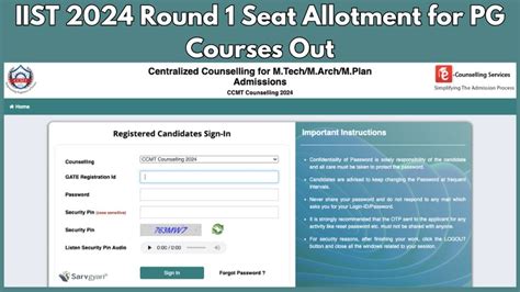 Iist 2024 Round 1 Seat Allotment For Pg Courses Out Click Here To View