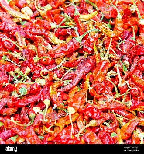 Pile Of Dried Red Hot Chilly Peppers Stock Photo Alamy