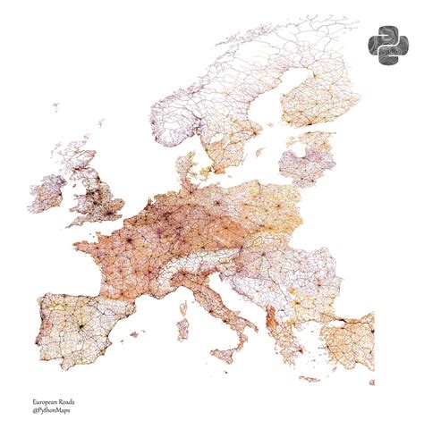 Python Maps On Twitter Roads Of Europe Shows All Roads From Highways