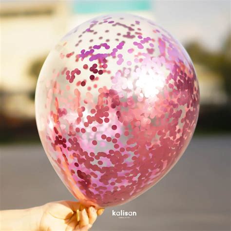 Pembe Konfeti Metalik Yuvarlak Form Kalisan Balon