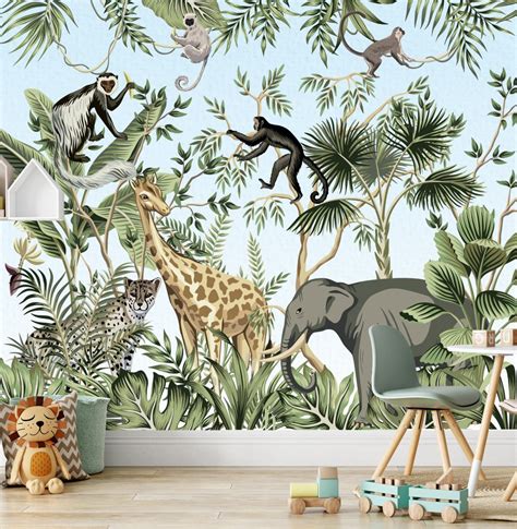 SAFARI Kids Wallpaper Wall Mural for kids Peel&Stick, Removable ...